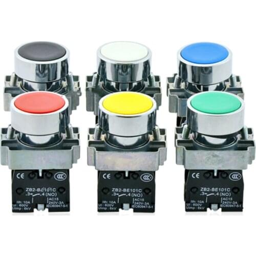 XB2BA31C BA11 / 21/51/61 NO Yellow White Green Black Blue BA42 Red Sign Momentary Flush PushButton Switch