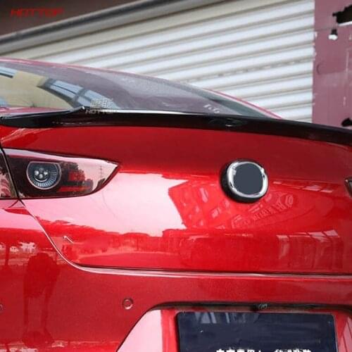 Black/ Carbon Fibre Style ABS Rear Tail Spoiler Wing Stripe Trim For Mazda 3 Axela 2020 Decoration Car Styling