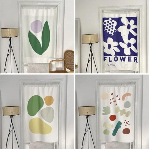 Ins Style Short Curtain Cartoon Printed Window Curtains Kitchen Bathroom Curtain Partition Bedroom Shading Drapes for Home Decor