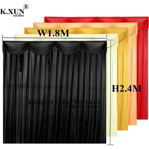 1.8x2.4m Ice Silk Wedding Backdrop Curtain Include Top Swag Drape Stage Background Photo Booth Event Party Decoration