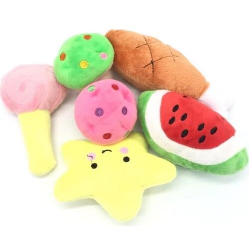 1pc Plush Squeaky Bone Dog Toys Bite-Resistant Clean Dog Chew Puppy Training Toy Soft Bone Watermelon And Vegetable Pet Supplies