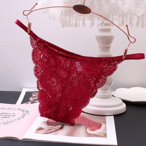 2021 European Style Panties Sexy Lace Panties Low Waist Seamless Briefs Adjustable Size Solid Color Underpants Female Lingerie