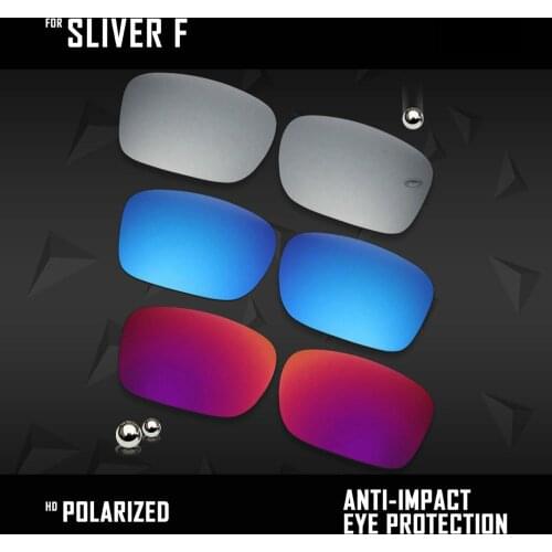 OOWLIT 3 Pairs Polarized Sunglasses Replacement Lenses for Oakley Sliver F OO9246-Silver& Midnight Sun & Ice Blue
