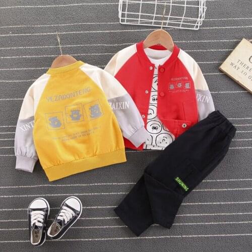 Autumn Spring Boy Clothing Set 2021 New Casual Fashion Cartoon Coat+T-shirt+Pant 3pcs/set Kid Children Baby Toddler Boy Clothes