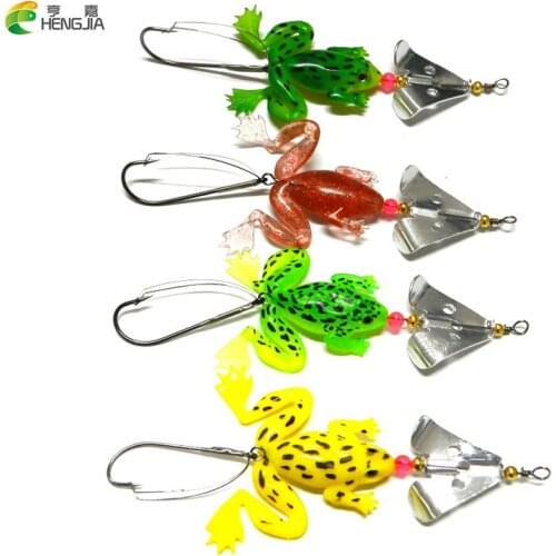 4pcs/lot 8cm/6.2g Pesca Fishing Lures Artificial Fishing Silicone Bait Frog Lure with Hook Soft Fishing Frog Lures HENGJIA