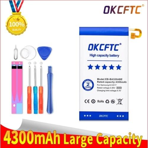 OKCFTC EB-BA320ABE 4300mAh Battery for Samsung Galaxy A3 2017 SC-04J SGH-N417 A320 A320FL A320Y A320F