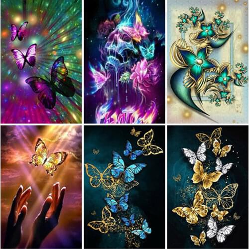 DIY 5D Diamond Painting Butterfly Diamond Mosaic Animal Cross Stitch Full Round Drill Handmade Rhinestones Pictures Home Decor