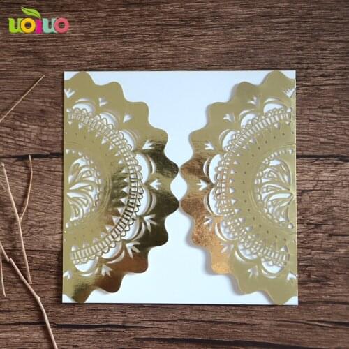 Free shipping 50set inc229 High quality shinny metallic gold fancy elegant new glitter paper pink cards wedding party invitation