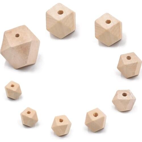 Polygon Shape Natural Wood 10mm 12mm 14mm 16mm 20mm 25mm 30mm Loose Woodcraft Beads for DIY Crafts Handcraft Jewelry Making