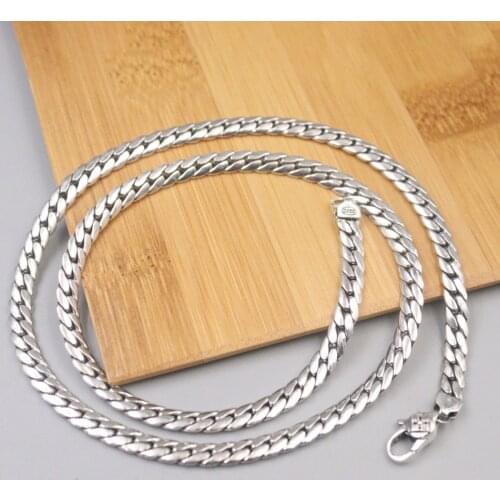 Pure 925 Sterling Silver Necklace Men Women 5mm Tanks Curb Link Chain Necklace 22inch/ 38-39g