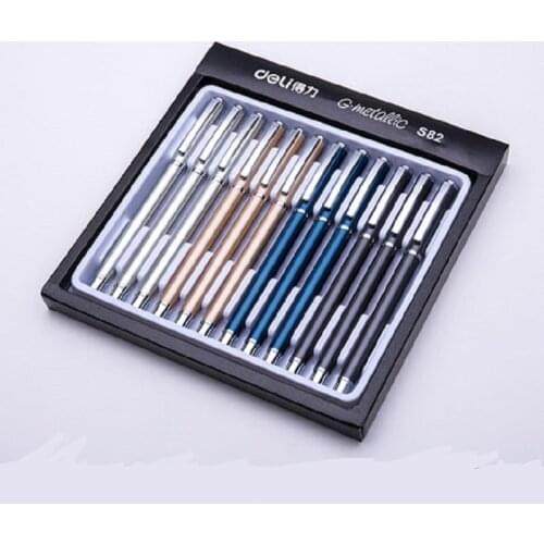 Deli S82 slim and elegance metal business pen for students office pen 12pcs/set