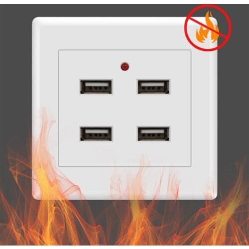 2/4 Ports USB Electrical Socket Wall Mounting Charger Station Power Adapter Plug Outlet 110V-250V for Home Office Use