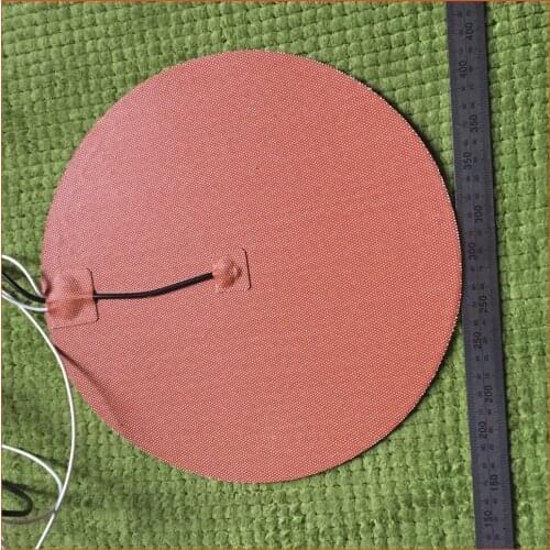 Gomma di silicone 3d stampante riscaldatore 120 v 400 w diametro 220MM 3m adhesive 100 k termistore piombo filo heater plate