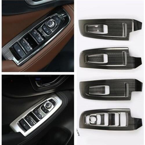 Yimaautotrims Door Armrest Window Glass Lift Button Cover Kit Trim For Subaru Forester 2019 2020 2021 Matte / Carbon Fiber Look