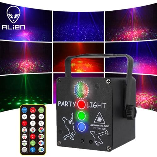 ALIEN Mini DJ Disco RGB Laser Light Projector USB Rechargeable LED Stage Lighting Effect Party Holiday Wedding Christmas Lamp