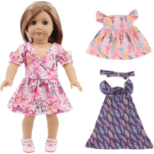 Fashion New Pattern Butterfly Floral Dress Fit 18 Inch American&43cm Baby New Born Doll Clothes Accessories,Girls Toys