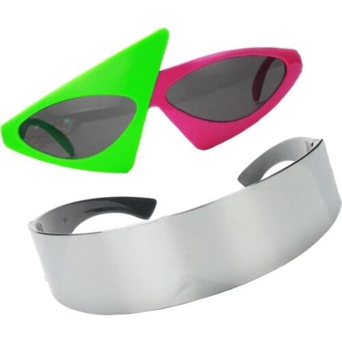 Set of 2pcs Novelty Triangle Glasses Futuristic Metallic Silver Sunglasses Hip Hop Accessories