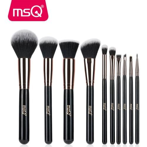 MSQ 10PCS Rose Gold Makeup Brushes for Foundation Blending Blush Eyeliner Powder Cosmetics Soft Synthetic Hair Make Up Brush Kit