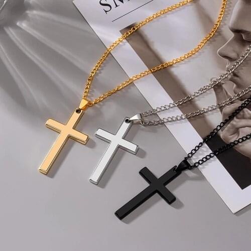 Unusual Chain on The Neck Chains Punk Jewelry Vintage Gothic Pendants Cross Necklace Cool Street Style Necklaces for Men Women