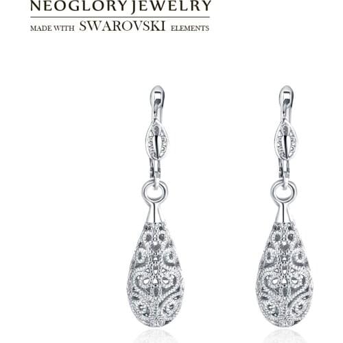Neoglory Jewelry Long Charm Dangle Earrings Fashion Water Drop Vintage Waves Design For Women Bijoux New Hot Gifts