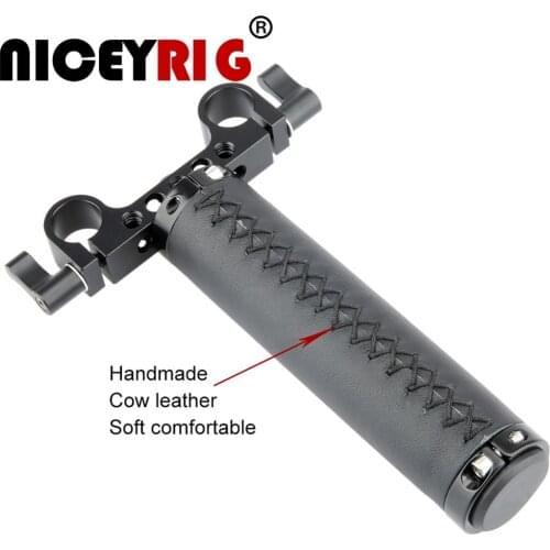 NICEYRIG 15mm Rod System dslr Camera Handle Stabilizer Camera Rig Leather Handle 15mm Rod Clamp Rail Grip Morsetto Release Cage