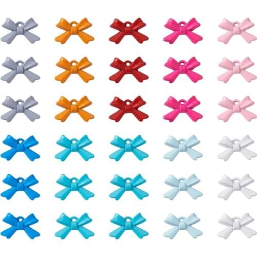 Spray Painted Enamel Bowknot Charms Rainbow Color Bow Pendants for Jewelry Making Earrings Necklace Charm DIY Findings 10x15x3mm