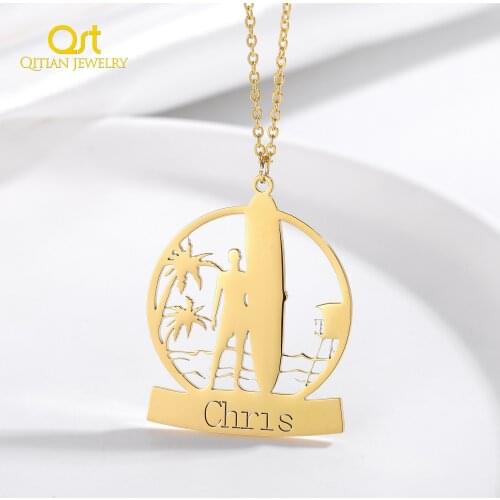 Custom Name Necklace For Women Men Gold Stainless Steel Necklace Personalise Name Chain Pendant Summer Fashion Jewelry For Girl