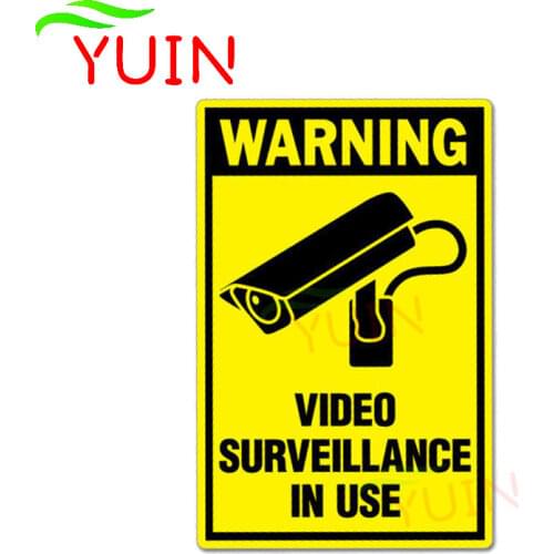 Warning Car Sticker Video Surveillance In Use Decals Fashion PVC Decorative Cars Accessories Waterproof Sunscreen Decal 12*8cm