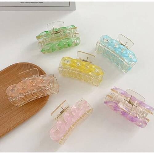 Transparent Twist Geometric Acetate Hair Claws Large Square Hair Crabs Clip Leopard Grain Hair Clamps For Women Hair Accessories