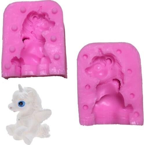 3D Fondant Silicone Mold Unicorn Horse Shaped DIY Cake Decoration Cooking Bakware Tool Soap Sugar Mold
