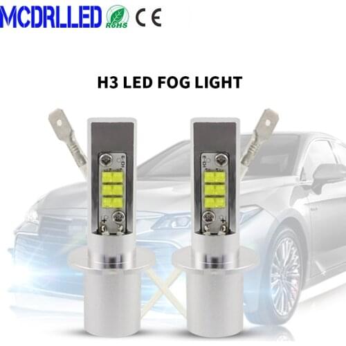 Mcdrlled Super Bright H3 Led Bulb 12w Car Fog Lights 12v 24v 6000k White Driving Day Running Lamp Auto