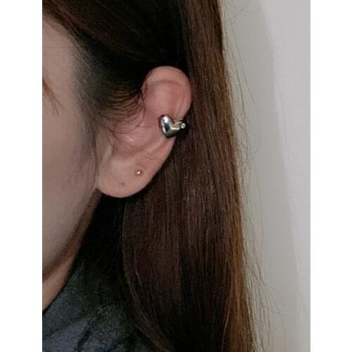 U-Magical Temperament Silver Color Metallic Double Love Heart Clip Earring for Women Geometric Rhinestone Earring Jewellery