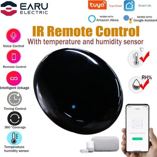 Tuya Smart IR Remote Control Built-in Temperature and Humidity Sensor for Air Conditioner TV DVD AC Works with Alexa Google Home