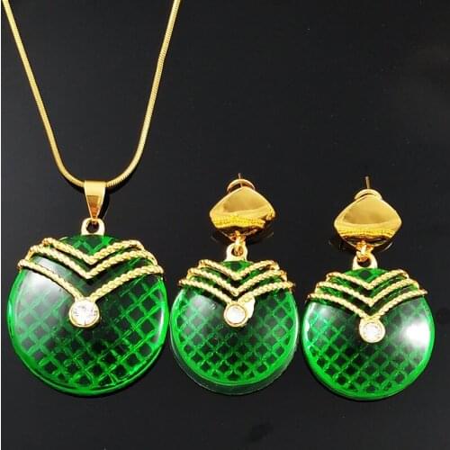 Long chain jewelry sets red blue colour rhinestone women wedding necklace earring pendant gift