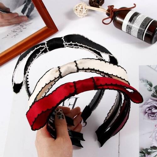 2021 Fashion Simple White Black Bownot Headwear Hair Clip Korean Women Girls Solid Color Wild Hairband Hair Accessories
