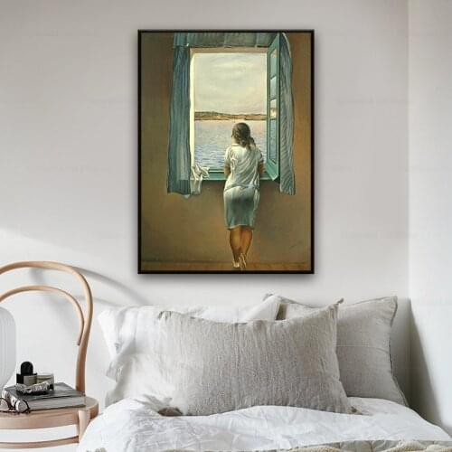 Salvador Dali Famous Canvas Painting Figure At A Window Posters and Prints Cuadros Wall Art Pictures for Living Room Home Decor