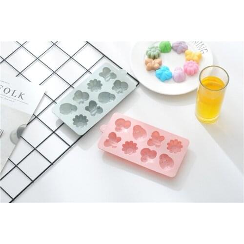 1PC 3D Silicone Cake Mold 8 Even Small Bug Flower Shape Daily Food DIY Jelly Ice Cube Chocolate Mold OK 1037