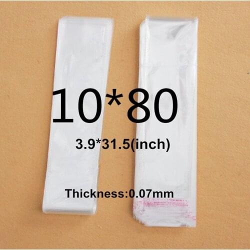 300pcs (10x80cm) Clear Packaging Bag Self Adhesive Bag Pen Long Plastic OPP Pack Jewelry Sock Bag Poly Slender