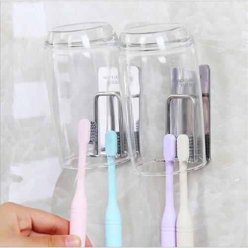 304 Stainless Steel Toothbrush Holder Wall Suction Creative Bathroom Accessories Set Mug Toothbrush Toothpaste Holder 1PC