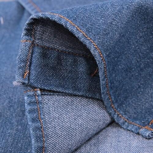 40GC Unisex Washed Denim Cotton Fake Collar Button Detachable Lapel Half Shirt Dickey