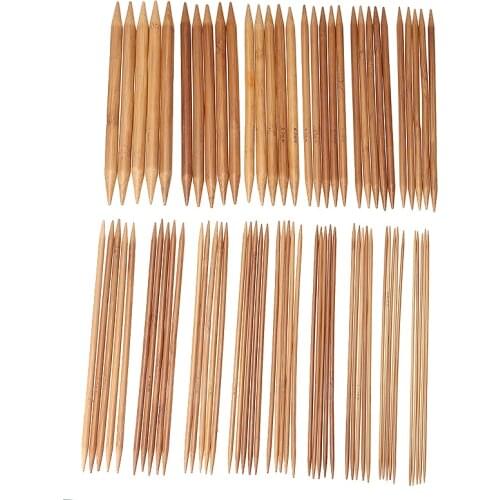 75pcs 15 Sizes 20cm Bamboo Knitting Needles Double Pointed Sweater Knitting Needle Sock Sweater Needle Weave Craft Knit Tool Set