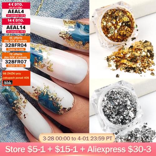 Aluminum Foil Sequins For Nails Gold Silver Irregular Glitter Flakes Mirror Chrome Powder Manicure Winter Decorations LYCB01-08