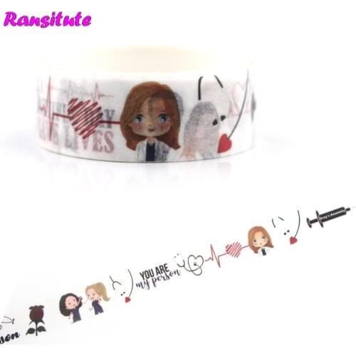 Ransitute R473 Greys Anatomy Color Washi Paper Tape Manual DIY Decoration Masking Tape School Supplies