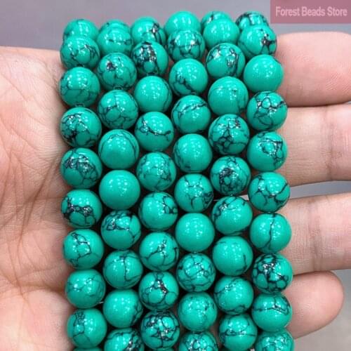 Natural Stone Green Turquoises Loose Beads 15" Strand 4 6 8 10 12 14MM Pick Size for Diy Jewelry Making Fctory Price