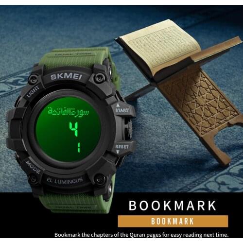 SKMEI Sport Watch Men Bookmark Language Selection Muslim Man Wristwatches Pilgrimage Time Reminder Digital Watches For Islamic