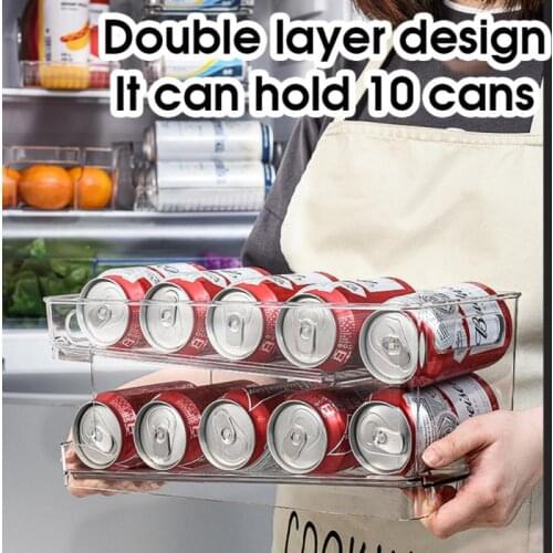 Fridge Organizer Bins Refrigerator Beer Soda Can Storage Rack Beverage Bottle Holder Double-layer Shelf Drink Storage Rack