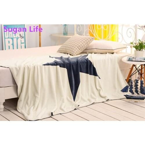 Korean style big five-star cross plus fish double-sided double-layer blanket lambskin double-layer blanket flannel Free shipping