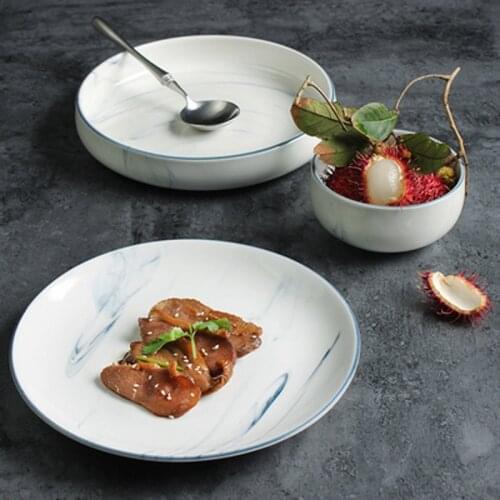 FANCITY Nordic style ceramic tableware set original flow glaze western plate personality salad plate rice bowl big soup bowl