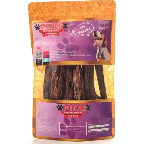 Petimix Beef Lung Sticks Chewing Bones Natural Snacks for Pets Dog Treat Dental Care 100gr