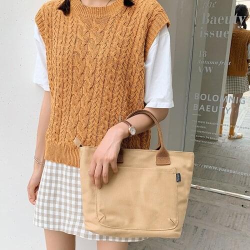 Canvas Japanese Tote Handbag Harajuku Style Large Capacity Shopping Bag Daily Commuter